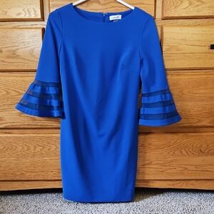 Calvin Klein Royal Blue Dress with Flared Sleeves